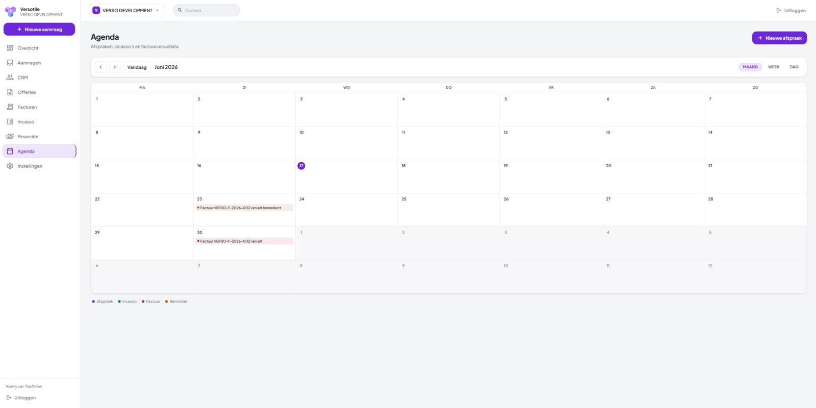 Versotile dashboard