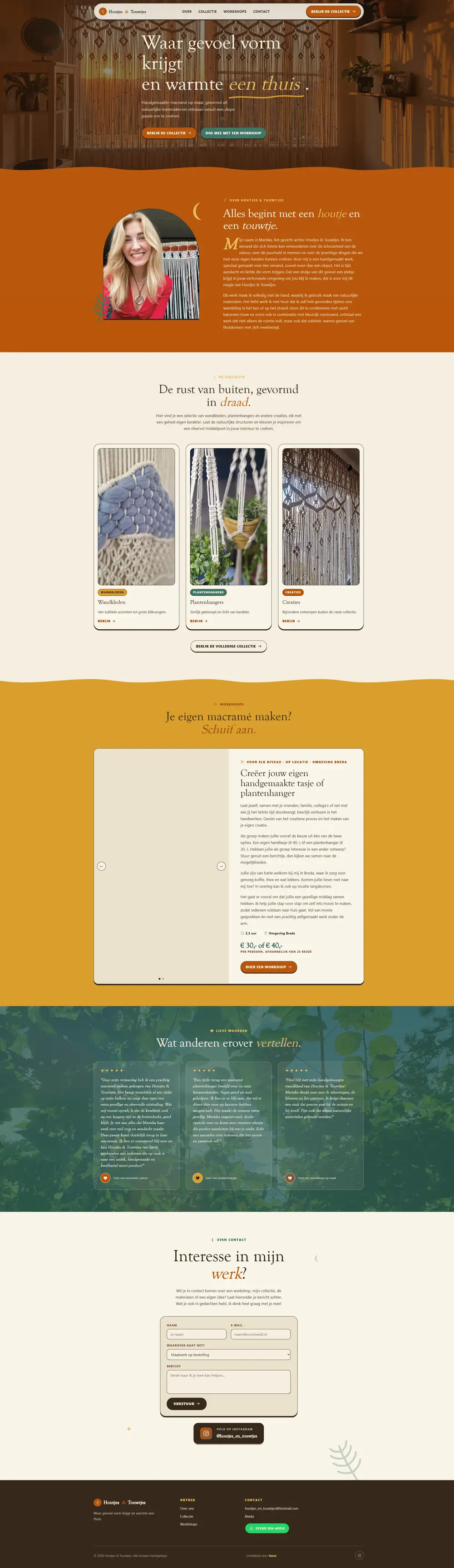 Website voor Houtjes en Touwtjes met collectie en productpagina