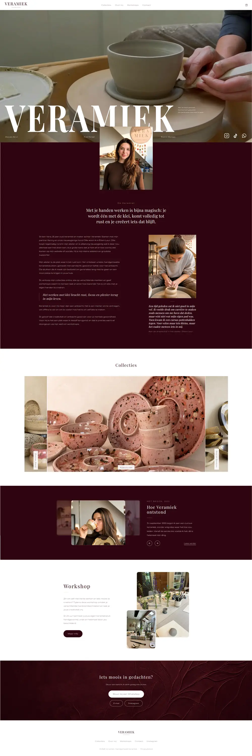 Webdesign voor keramiekstudio Veramiek met collectiepagina